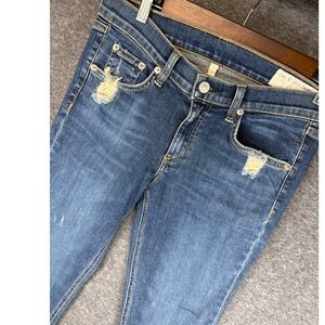 Rag Bone Skinny Jeans Distressed‎ Raw Hem Blue Denim Size 28 Mean Girls Clueless